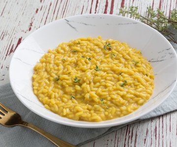Risotto with beer, saffron, and Grana Padano