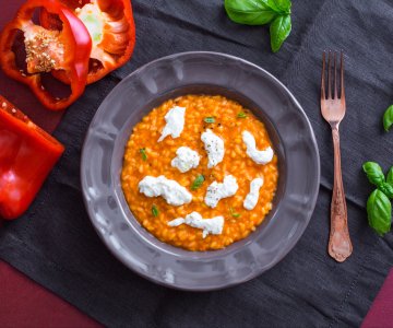 Creamy Pepper Risotto with Burrata