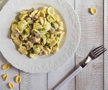Orecchiette with Potato Cream, Broccoli, and Sausage