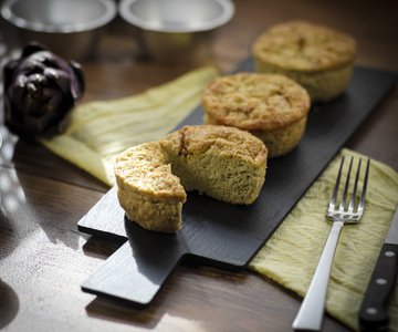 Ricotta and artichoke flans