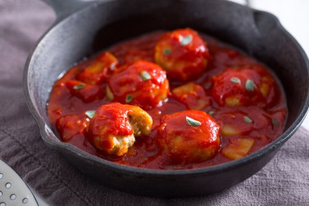 Lentil and Potato Meatballs in Sauce