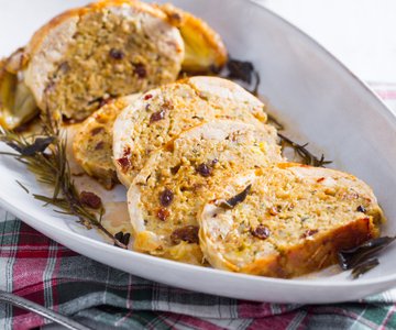 Festive stuffed cockerel