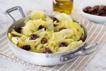 Savoy cabbage in a pan