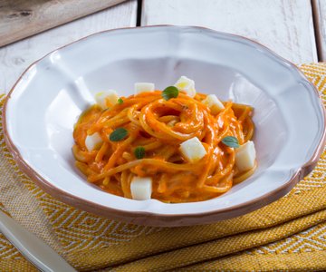 Pasta with Bell Pepper Cream and Taleggio