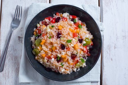 Rice salad with fruit medley