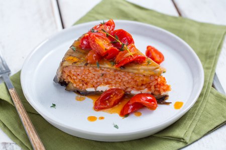 Rice Timbale with Eggplants and Tomatoes
