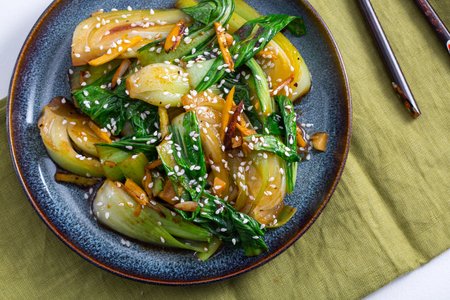 Pak choi in wok
