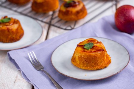 Upside-down peach cakes
