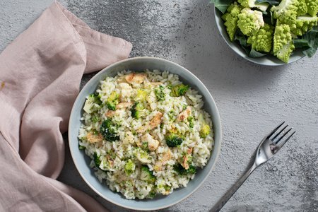 Warm Rice Salad with Three Broccolis