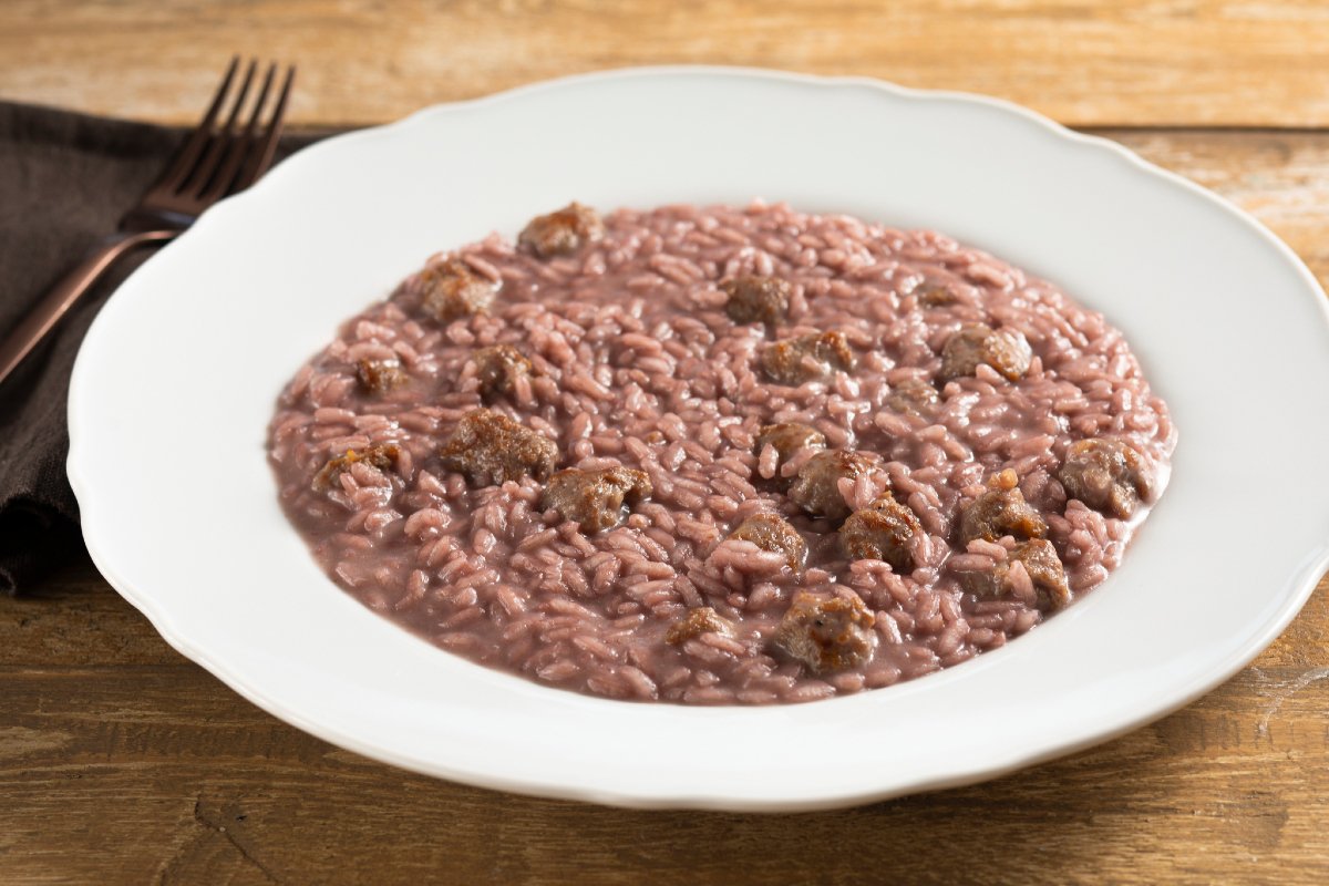 Red wine and sausage risotto