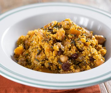 Couscous with chickpeas, chicken, and pumpkin