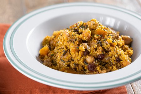 Couscous with chickpeas, chicken, and pumpkin