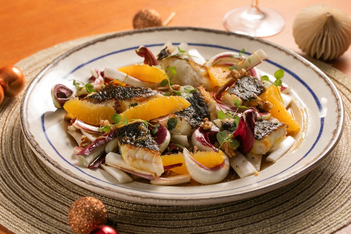 Pan-fried Turbot with Orange, Radicchio, and Walnut Salad