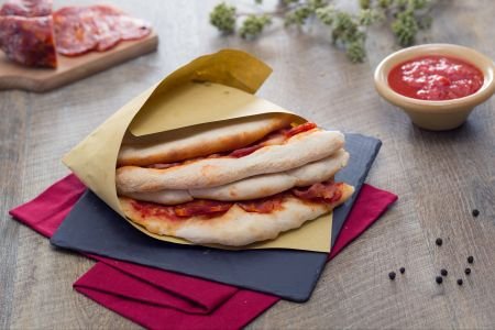 Folded Pizza with Salami