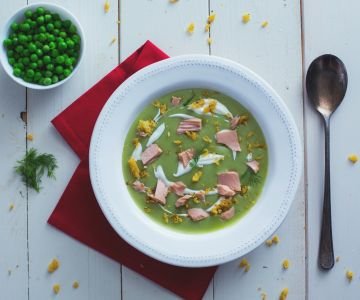 Pea and Potato Velouté with Tuna Crumbs