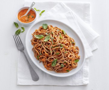 Spelt Linguine with Hummus