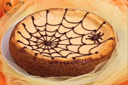 Pumpkin Cheesecake with Spiderweb