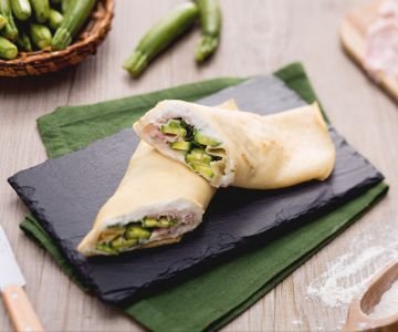 Zucchini, Ham, and Crescenza Cheese Crepes