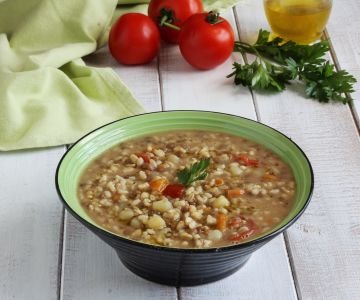 Three-Grain Soup with Lentils and Potatoes