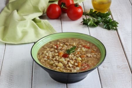 Three-Grain Soup with Lentils and Potatoes