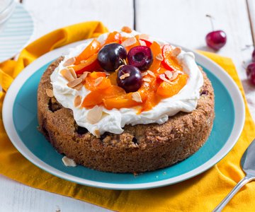 Buckwheat Cake with Apricots and Cherries