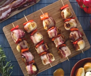Smoked Scamorza and Bacon Skewers