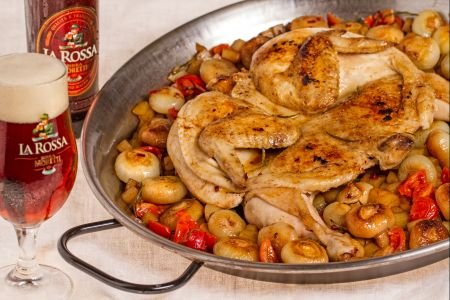 Spicy Beer Chicken with Potatoes and Onions