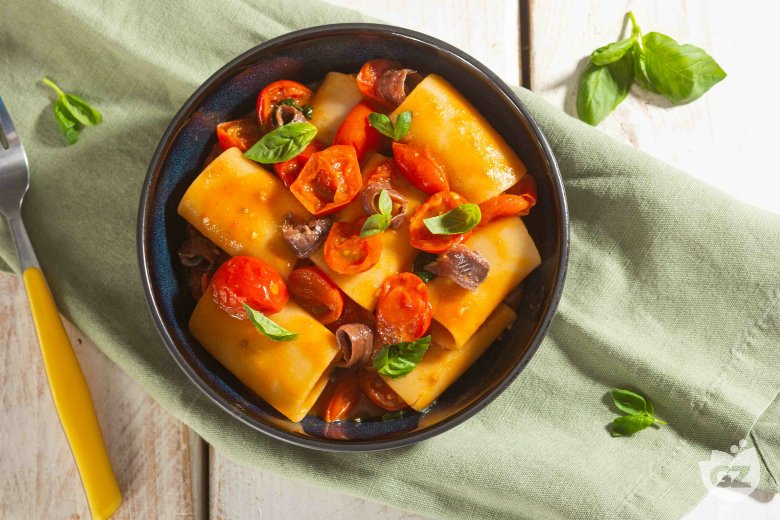 Paccheri with Anchovies and Cherry Tomatoes