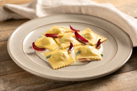 Radicchio, Potato and Cheese Fondue Ravioli