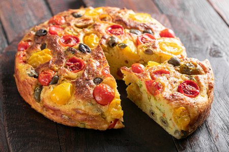 12-Spoon Savory Cake with Cherry Tomatoes and Olives