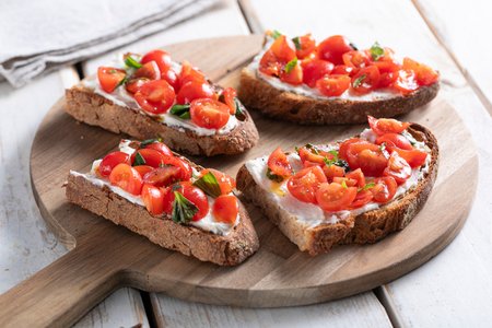 Cheese and Cherry Tomato Bruschetta