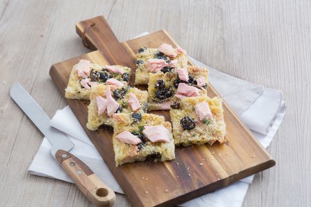 Potato, Olive and Tuna Schiacciata