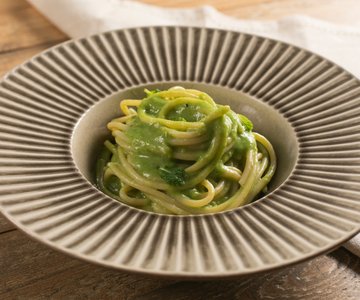 Spaghetti with Taleggio and Spring Onion Cream