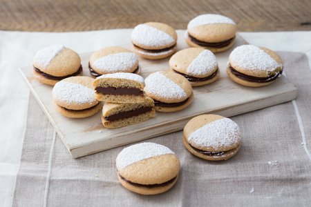 Coffee Cookies Filled with Dark Chocolate