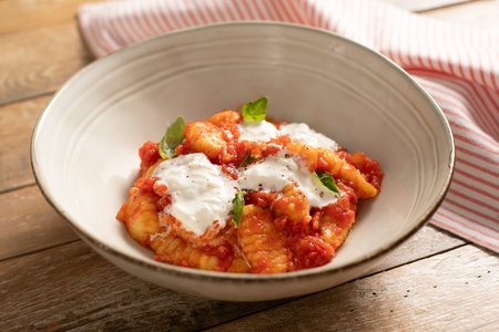 Gnocchi with tomato and burrata