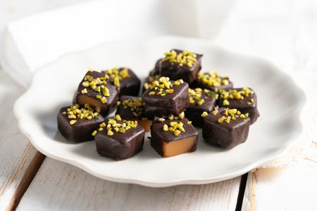 Chocolate-Covered Melon Cubes