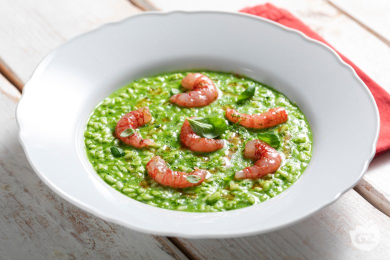 Pesto Risotto with Shrimp
