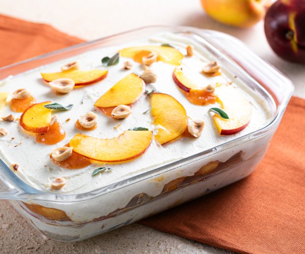 Egg-free peach tiramisu